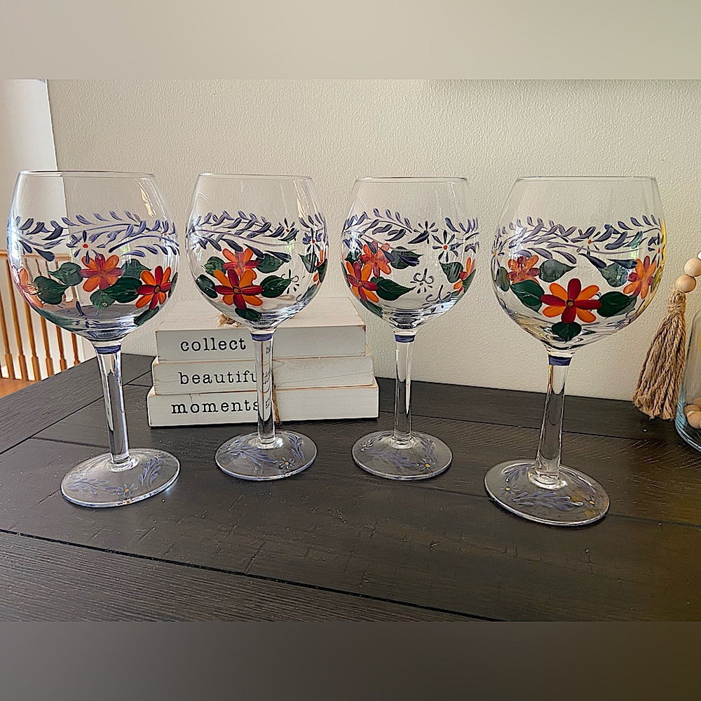 Hand Painted Wine Glasses